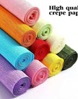 65Pcs Crepe Paper Flower DIY Kits, 14 Rolls Rainbow Colors Crepe Paper Rolls 8Ft Long 10 Inch Wide, 50 Pcs Green Floral Iron Wire and 1 Roll Green Tape for Birthday Party Wedding Festival Ornament