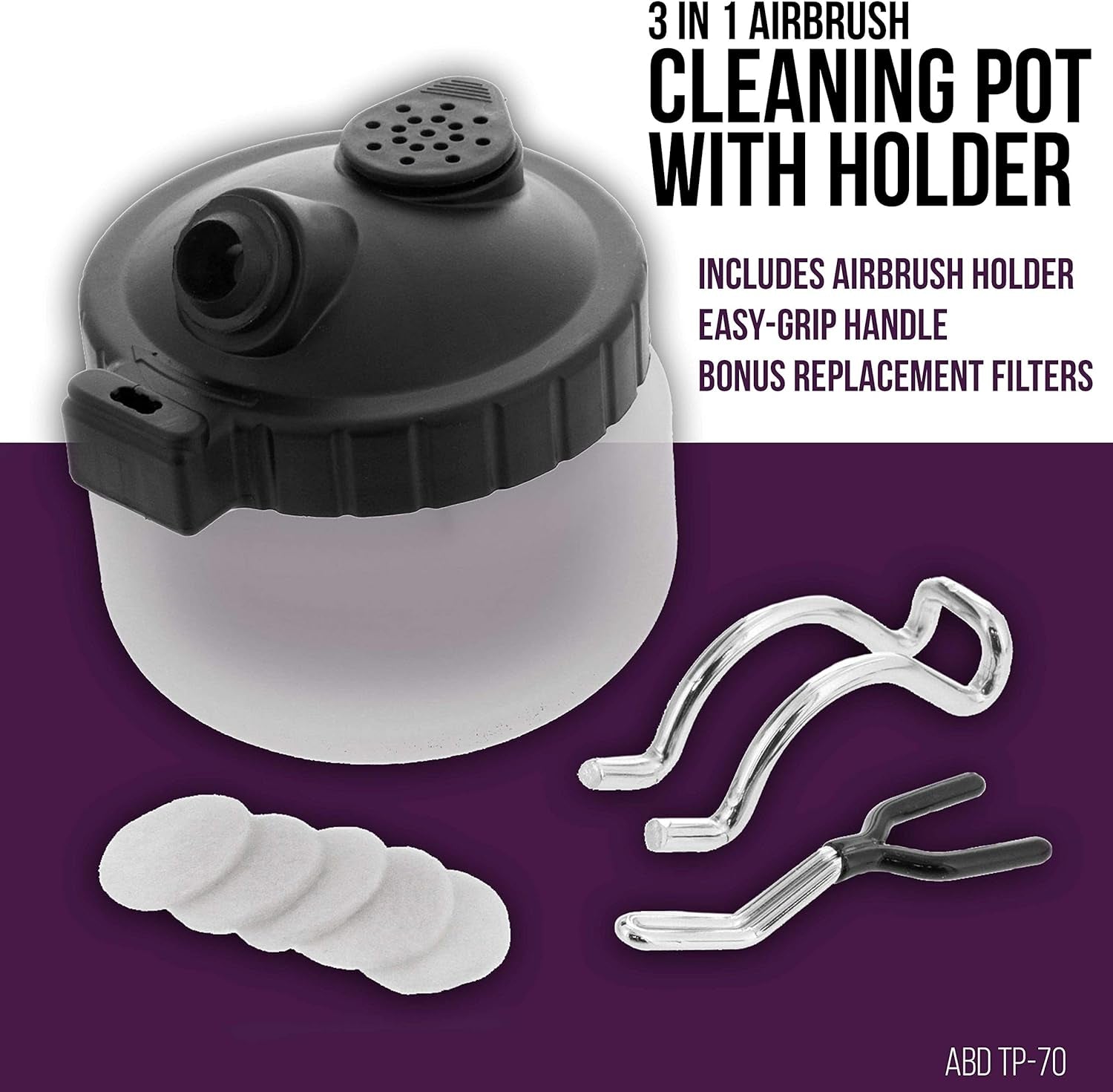 13 Piece Airbrush Cleaning Kit - Glass Cleaning Pot Jar with Holder, 5 Pc Cleaning Needles, 5 Pc Cleaning Brushes, 1 Wash Needle, & How to Link Card