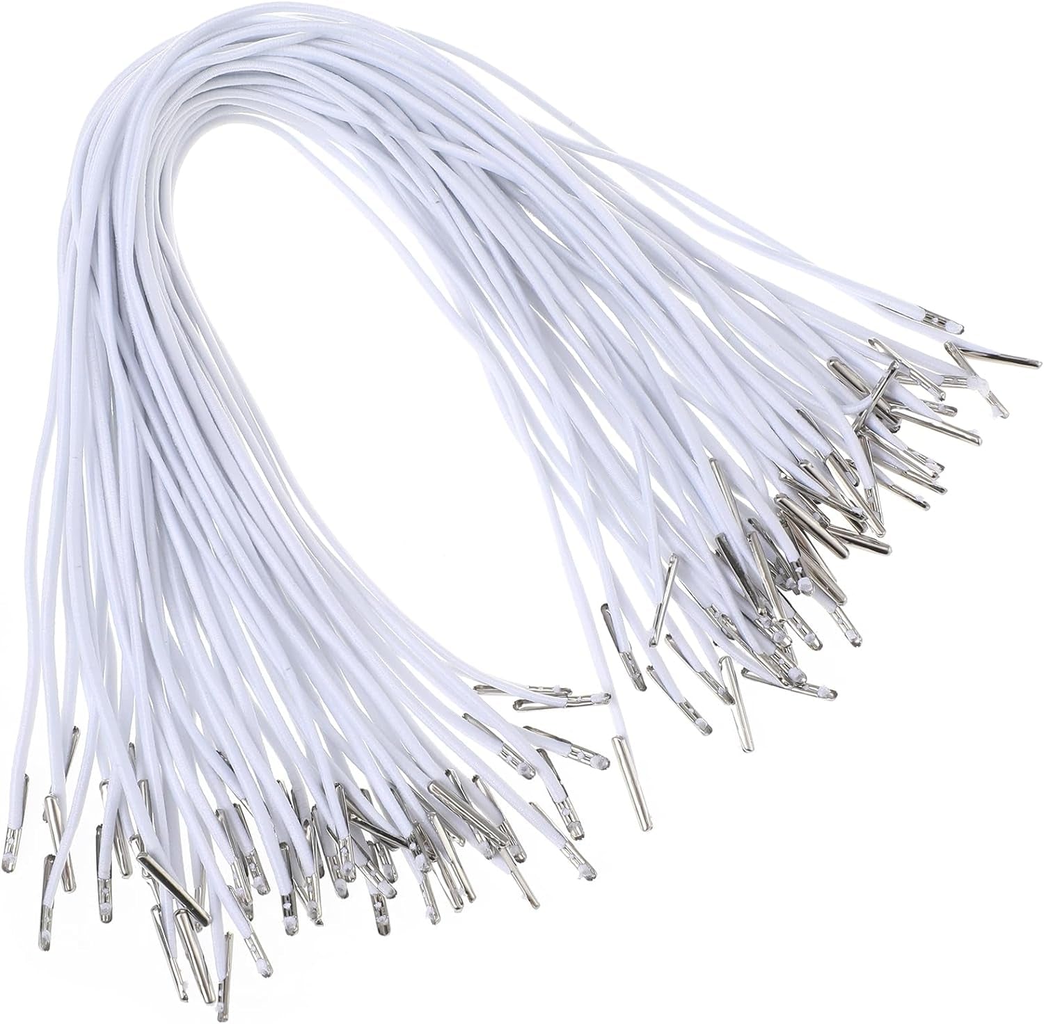 50PCS Elastic Barbed Cords Loop Stretch round String with Metal Barbs Fastener