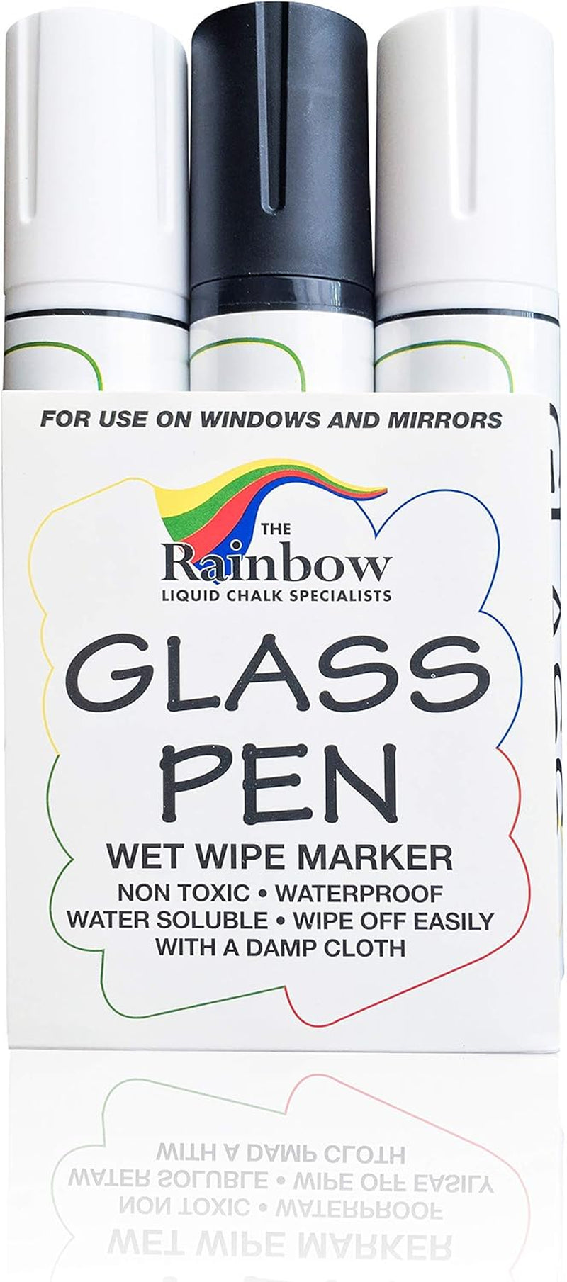 Glass Pen Window Marker: Jumbo Liquid Chalk Window Markers for Glass Washable, Car Marker or Mirror Paint Pen - Car Windows, Storefront Windows & Party, Holiday (3 Pens - Black & White - Wide Tip)