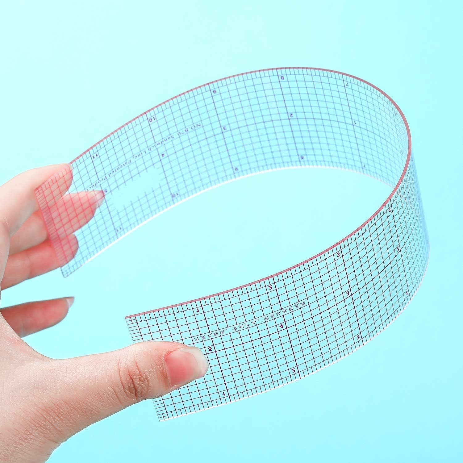 6 Pieces Transparent Ruler Clear Plastic Ruler Beveled French Inch Metric Ruler Sewing Rulers L-Square Rulers Measuring Tool Ruler Set with 2 Grid Scales for Clothes Design