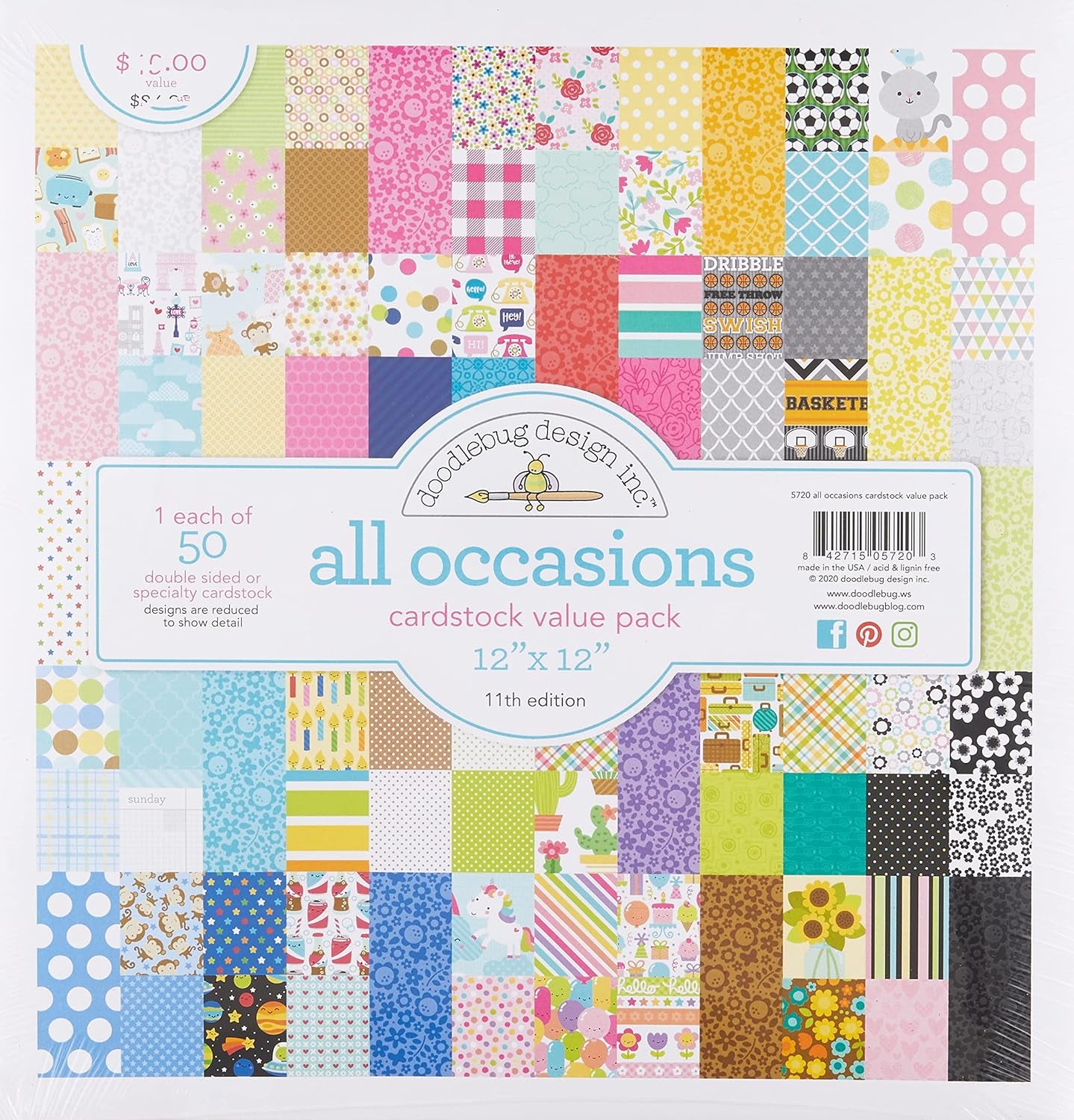 5719 Value Kit Cardstock 12"X12", 50 Sheets