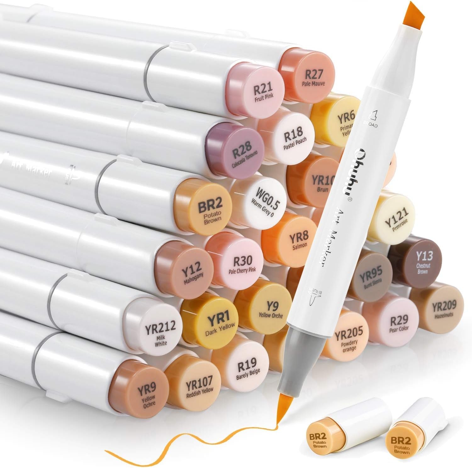 Alcohol Markers Skin Tone Brush Tip -Skin Color Art Marker Set for Artist Adults Coloring Illustration -36 Portrait Colors - Refillable Ink - Brush & Chisel Dual Tips- Honolulu of  Markers