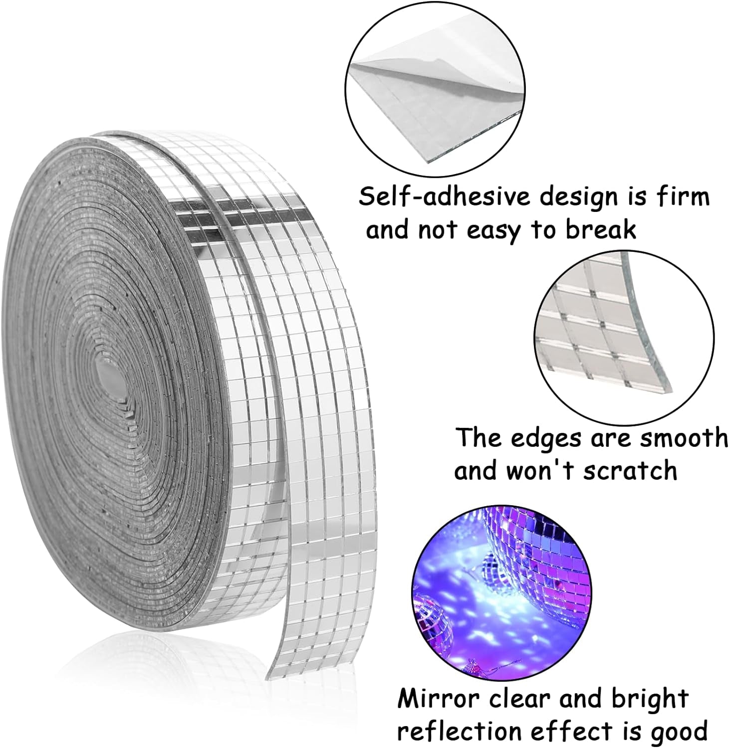 10000 PCS Disco Ball Mirror Tiles Self Adhesive Disco Tapes Mirror Tiles for Crafts Small Square Mirror Tiles Sticker for DIY Craft Decoration Accessory Mirrors Mosaic Tiles