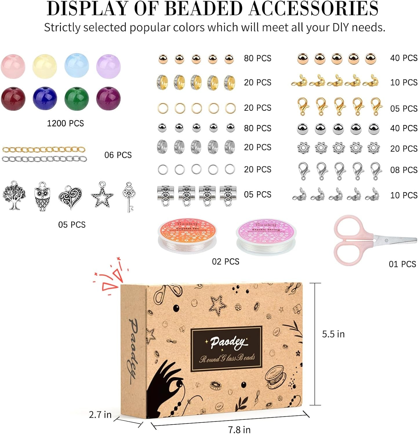 8Mm Glass Beads Bracelet Making Kit 1600PCS, Crystal round Beads for Jewelry Making, 24 Colors 3 Box Bracelet Beads DIY Craft for Teen Adults