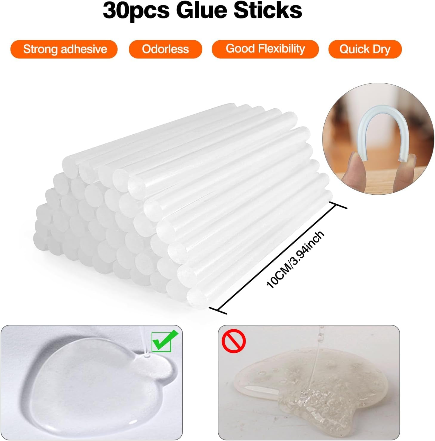 Hot Glue Gun with 30 Glue Sticks, Fast Preheating Hot Melt Gun, Mini Glue Gun Kit for Kids DIY School Craft Projects and Quick Home Repairs, 20W Green