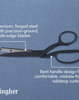 Featherweight Bent Handle Scissors - 8" Stainless Steel Shears - Sharp Fabric Scissors - Black