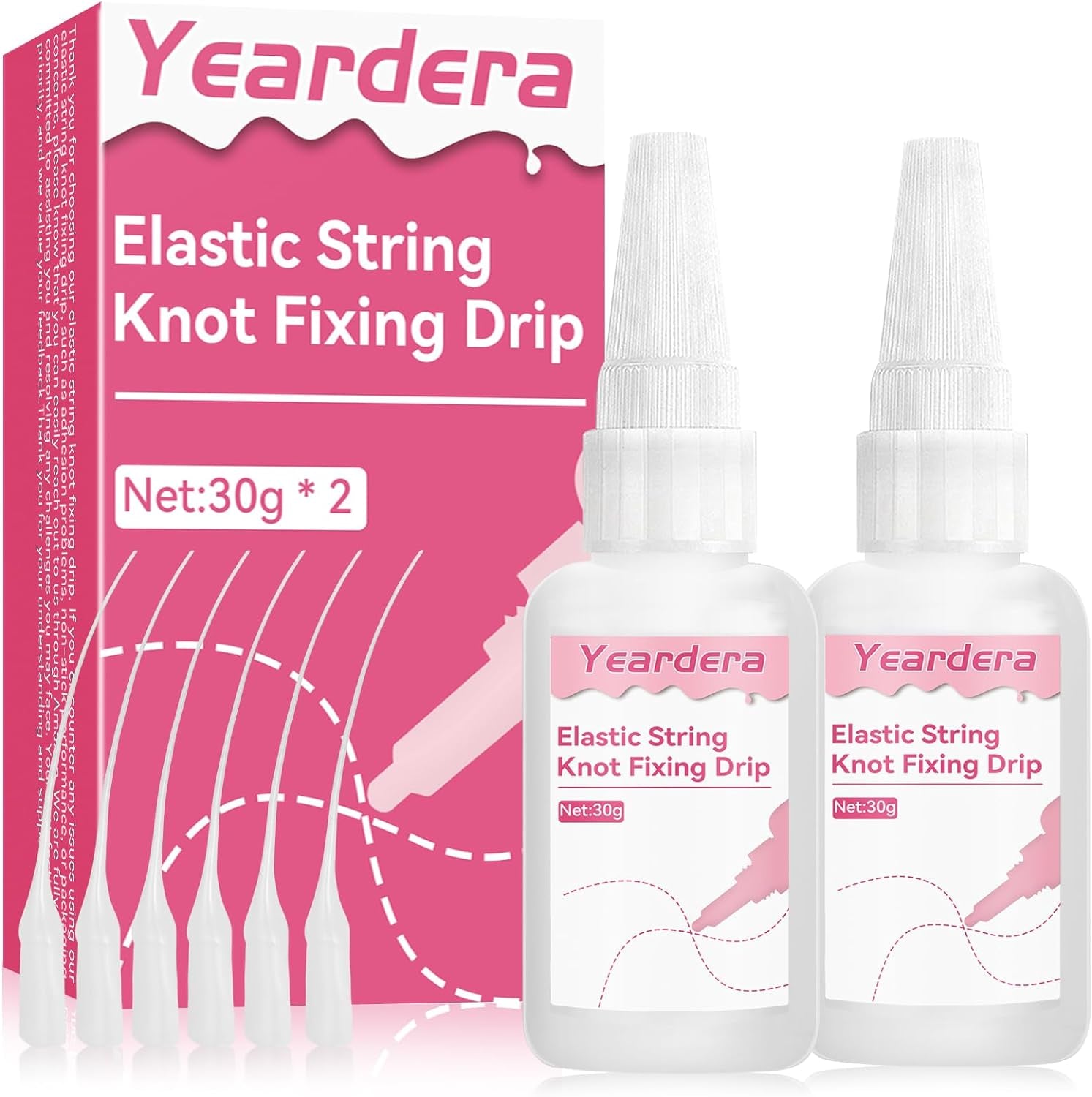 Bracelet String Professional Elastic String Kont Fixing Drip 60G, Clear Bracelet Glue, Keep Stretchy Bracelet String Stay Perfectly Tied for Clay Beads, Jewelry Making Supplies（2Pcs 30G/1Pcs）