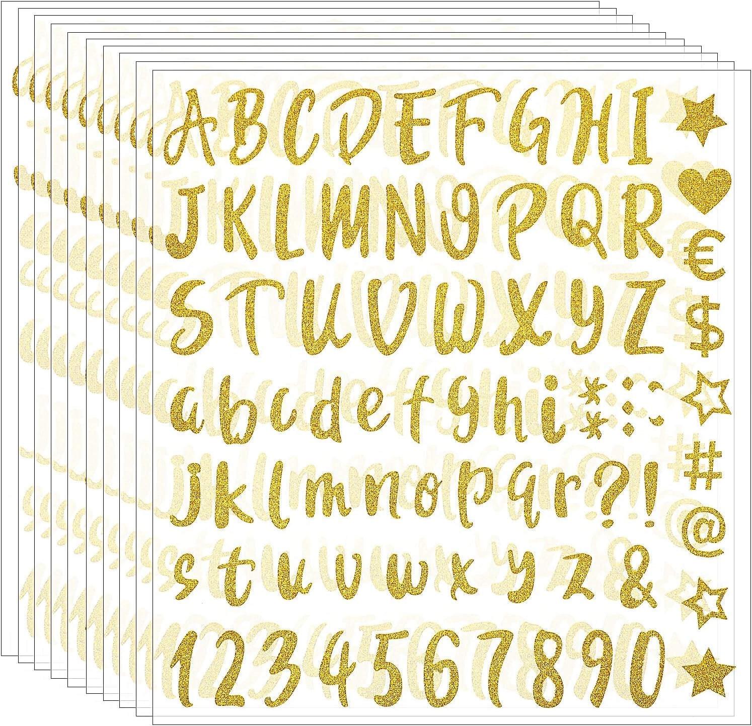 Glitter Alphabet Letter Stickers, 10 Sheets Self Adhesive Letter Number Stickers Waterproof Stickers for Grad Cap Decoration, DIY Crafts Art Making, Classroom Decor, Home(Silver)