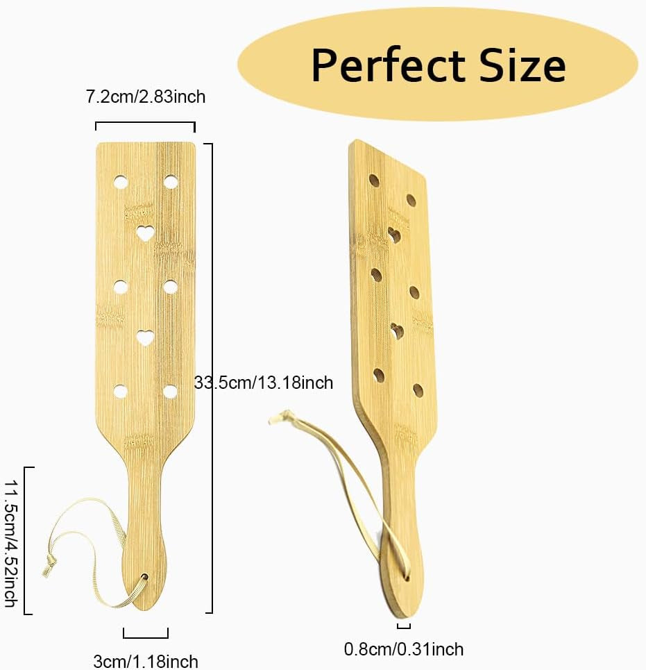 Bamboo Wood Paddle Lightweight Wooden Paddle with Airflow Holes, 13.3 Inch