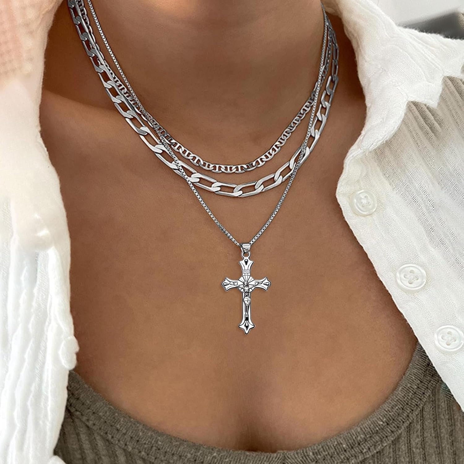 100Pcs Antique Silver Plated Cross Charms Pendant DIY Bracelets Necklace Jewelry Making Craft Wholesale 37Mmx21Mm(A282)