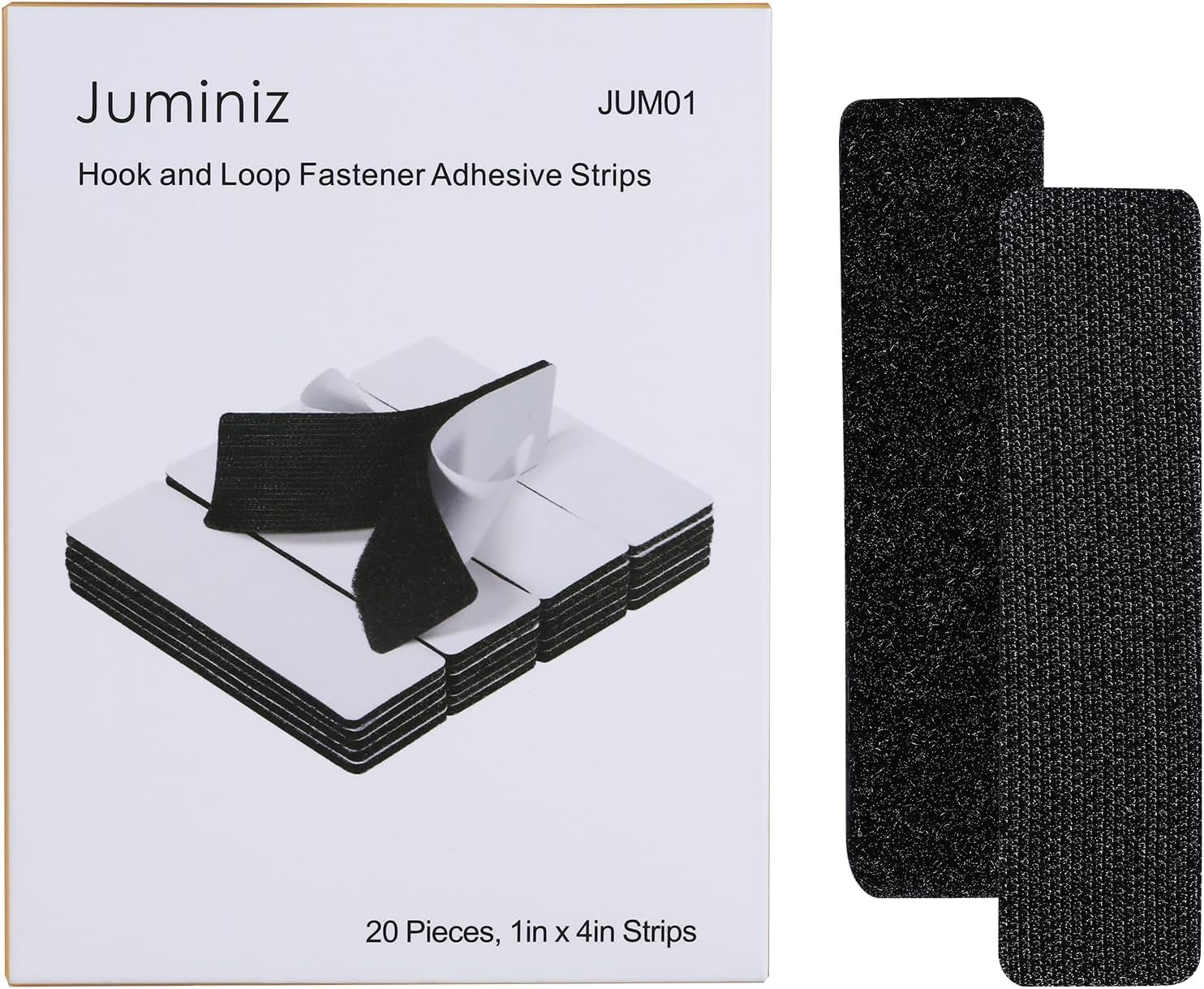 20 Sets 1X4 Inch Hook and Loop Fastener Strips with Adhesive Heavy Duty Double Sided Sticky Picture Hanging Wall Mounting Tape for Home and Office Use, Black