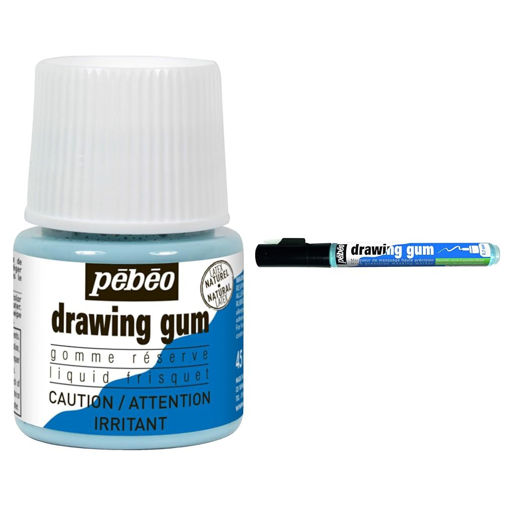 Easy Peel Liquid Latex Masking Fluid - Drawing Gum - Dries Quickly - for Ink - Watercolor - Gouache Painting & Illustration - Fine Arts & Crafts Supplies - 45Ml Bottle