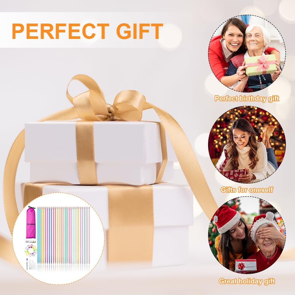 28Pcs/14 Pairs Stainless Steel Knitting Needles Set, Colored Straight Single Pointed Metal Knitting Needles, 14 Size from 2.0Mm-10.0Mm, 9.8 Inches Length for Handmade DIY Knitting (25Cm)