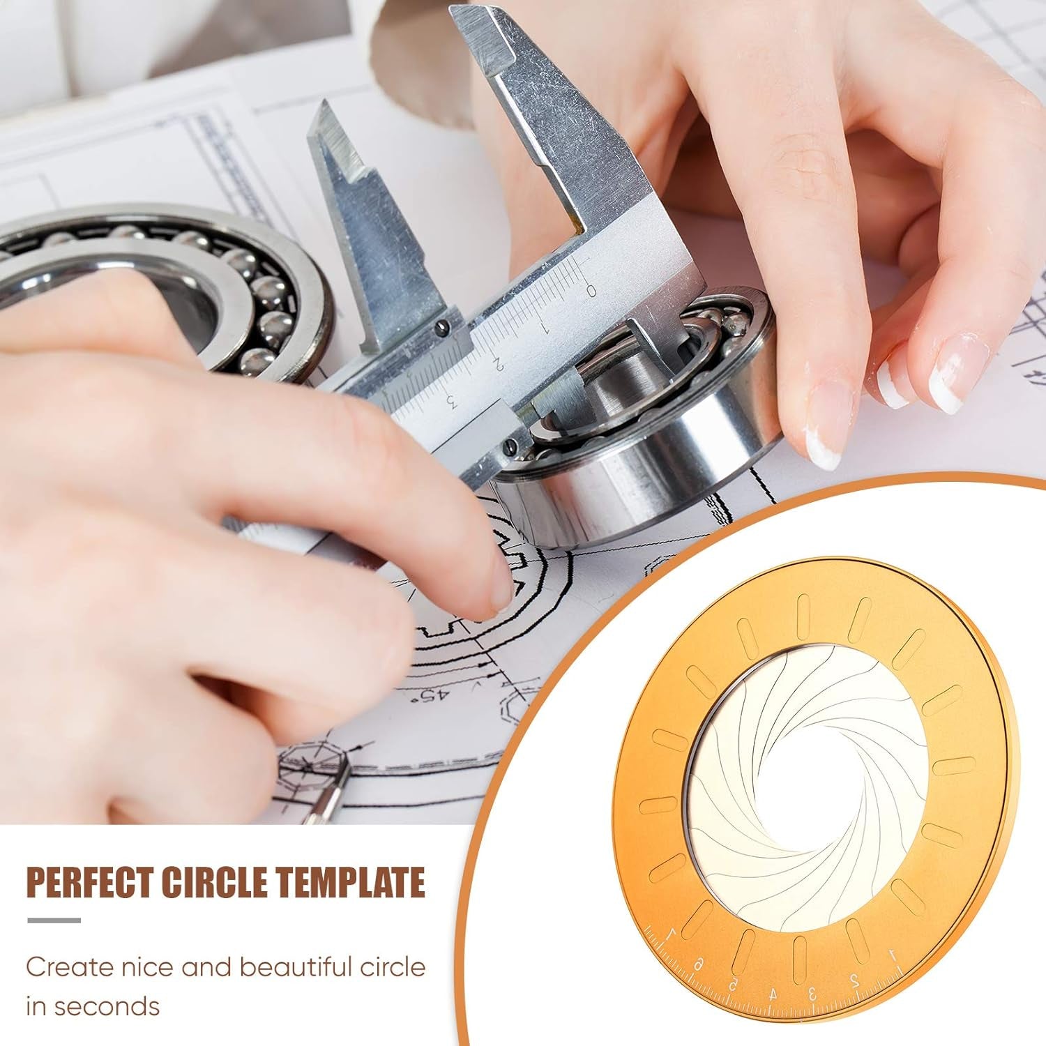 Circle Drawing Maker Aluminum Alloy Circle Template Adjustable Circle Drawing Tool round Circle Template Tool Ring Circle Making Tool with Black Flannelette Bag for Drafting, 125 Mm (Yellow)