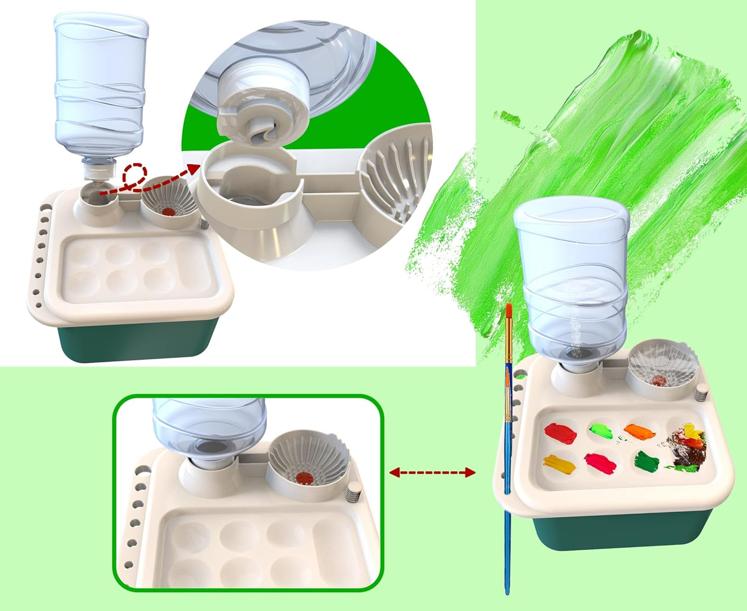 Brush Rinser, Paint Brush Cleaner Art Supplies, Water Cycle Rinser, Paint Brush Rinser for Acrylic, Watercolor and Water-Based Paints