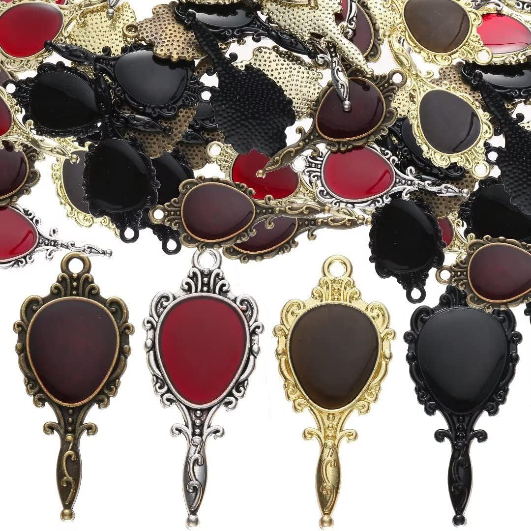 Baroque 64Pcs Assorted Gold Black Red Rose Skull Enamel Charms Coffin Cross Halloween Charm Pendant DIY for Earrings Necklace Bracelet Jewelry Making and Crafting