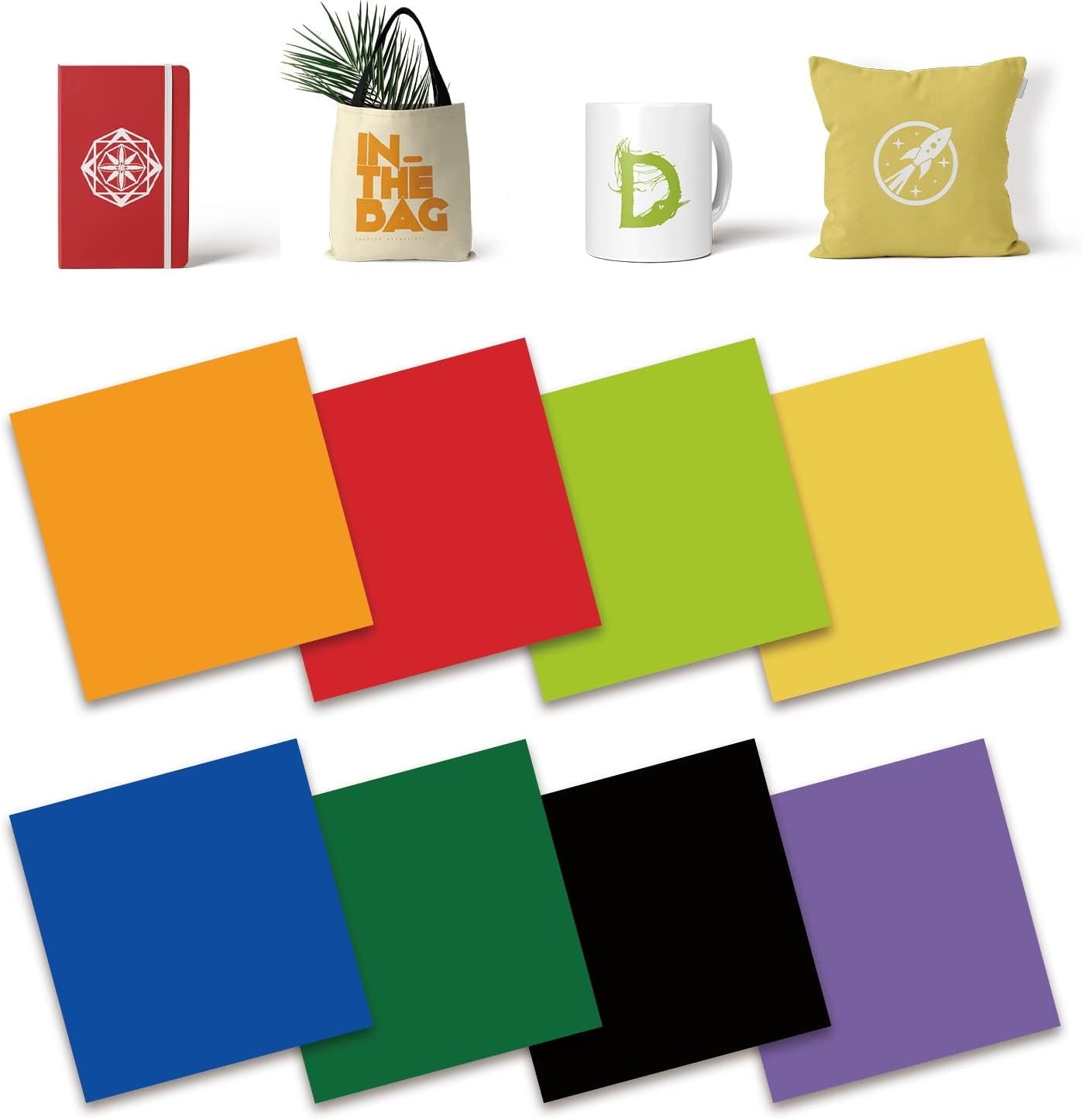Solid Color Transfer Sheets, 8 Pcs 12"X 12" Plain Colors Pre-Printed Sublimation Paper for Heat Press Mug, DIY T- Shirts, Coasters Blanks