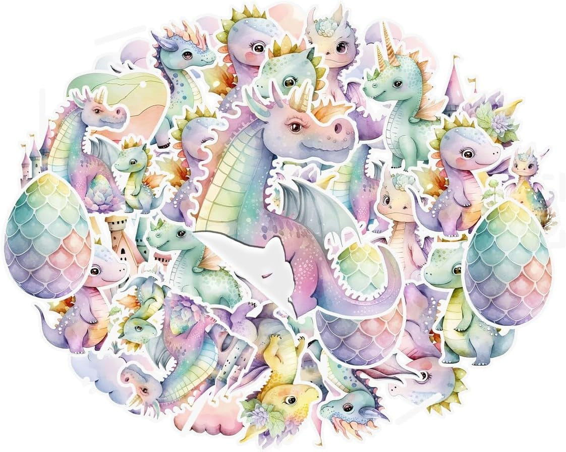 25 s Pink Dragon Stickers - Whimsical Decor for Girls' Baby Shower or Birthday, Fantasy-Themed Party Favors