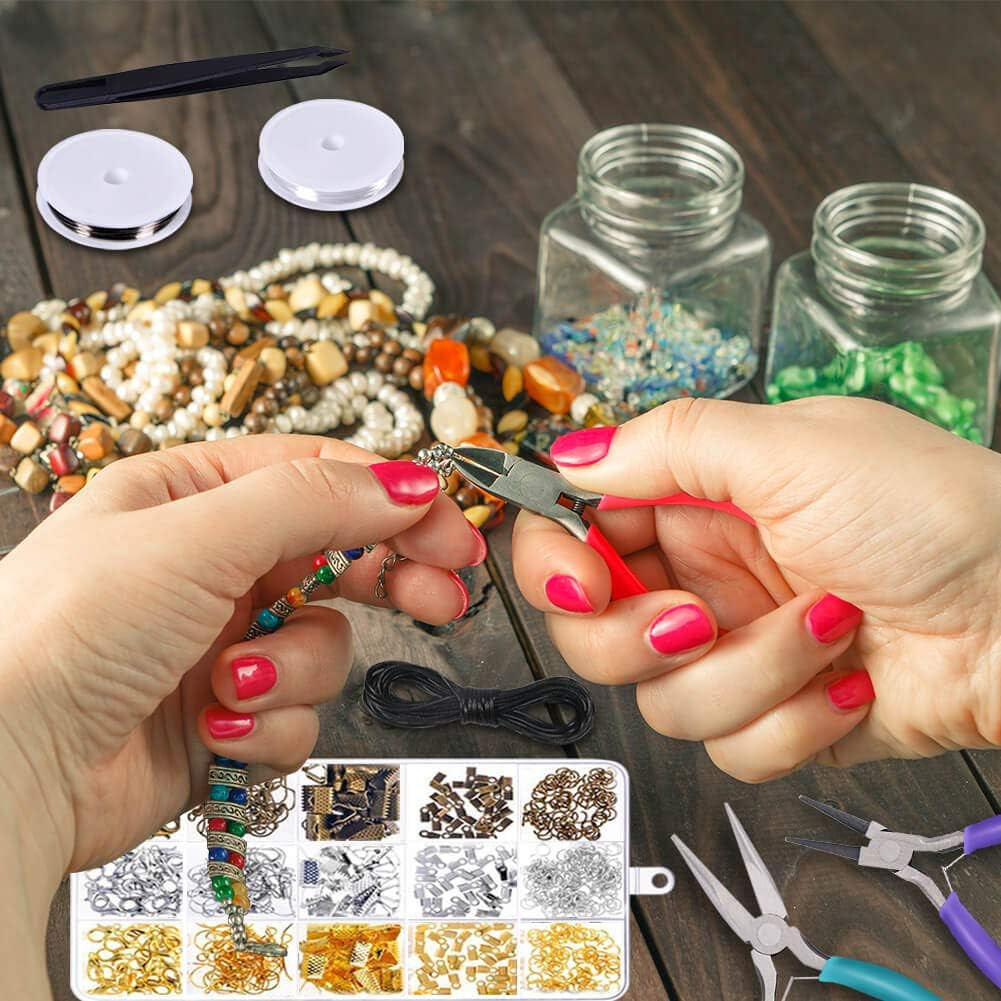 Jewelry Repair Kit with Jewelry Pliers, Jewelry Making Tools, Beading String and Jewelry Making Supplies for Jewelry Repair, Jewelry Making and Beading
