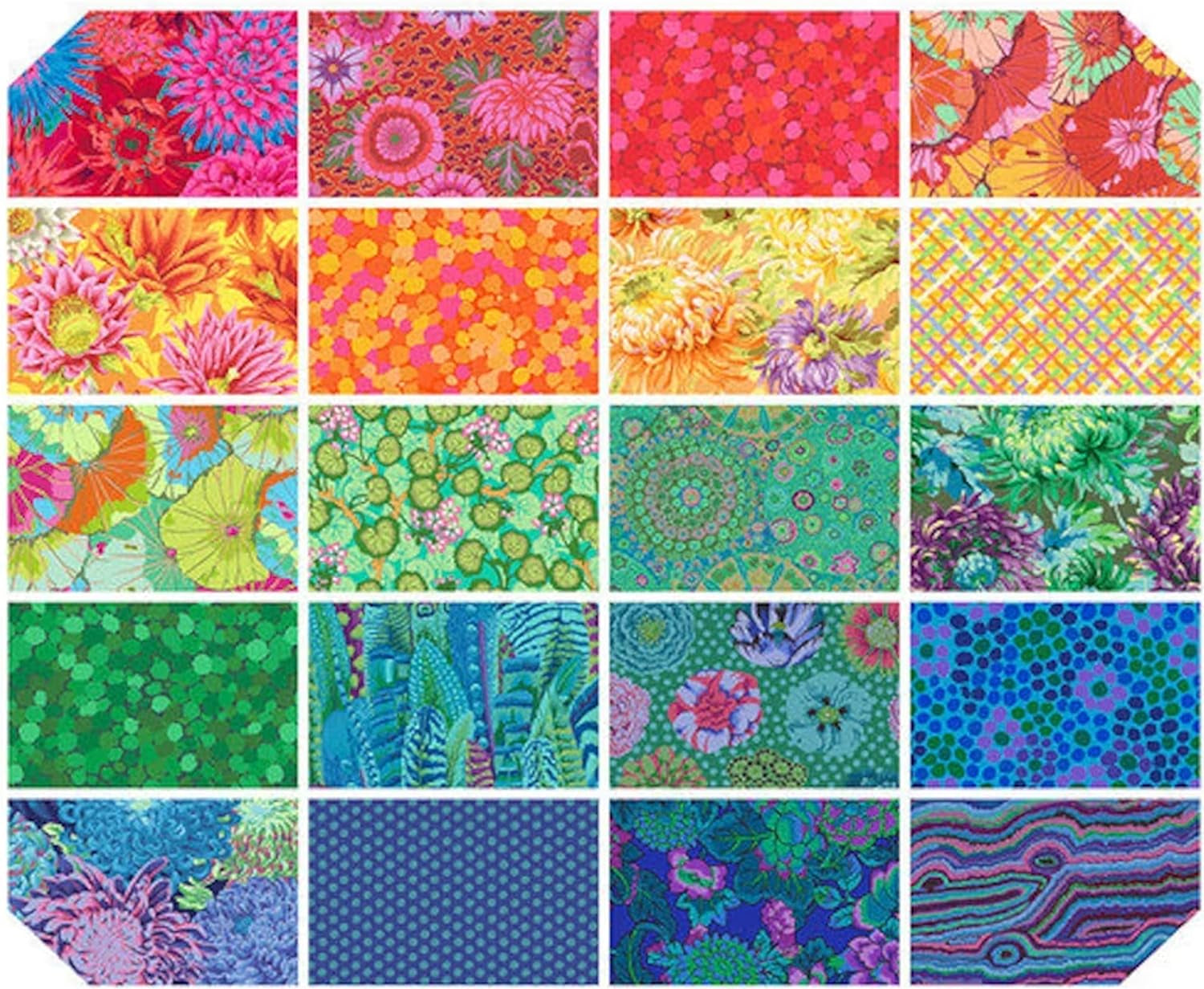 Kaffe Fassett Classics plus Rainbow 5" Charm Pack for Free Spirit Fabrics 42 5" Fabric Squares