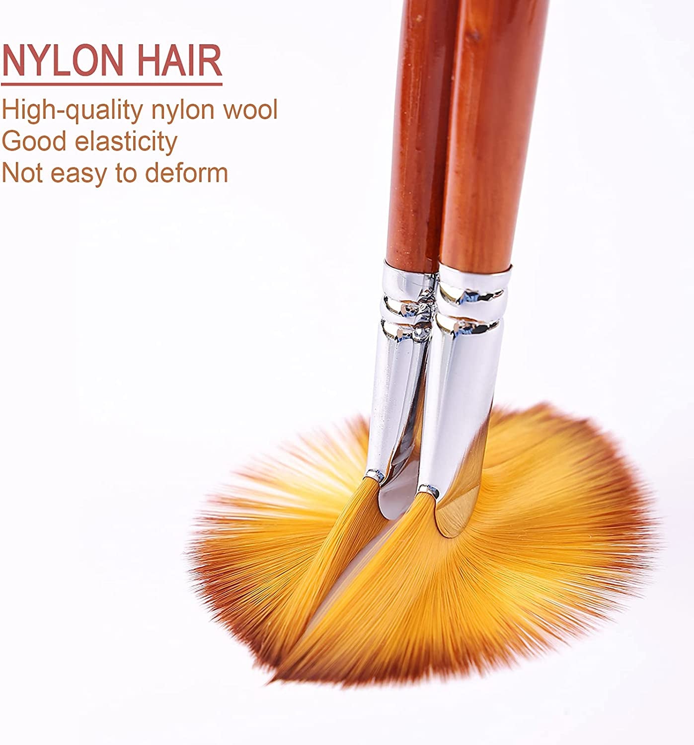 Fan Paint Brush Set of 9 Pcs, Professional Artist Acrylic Paint Brushes Set with Long Wood Handles Anti-Shedding Nylon Hair for Acrylic Watercolor Oil Painting,Rock Painting