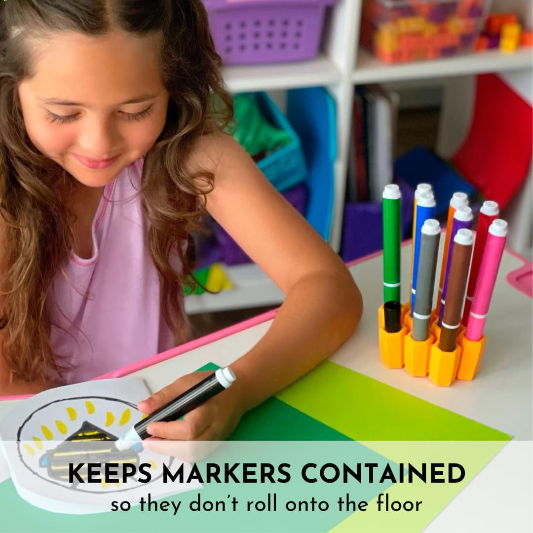- Marker Parker, Holder to Keep Markers Organized, Fits Most Broad and Fine Tip Markers, 100% Silicone, as Seen on Shark Tank, Markers Not Included (Marigold)