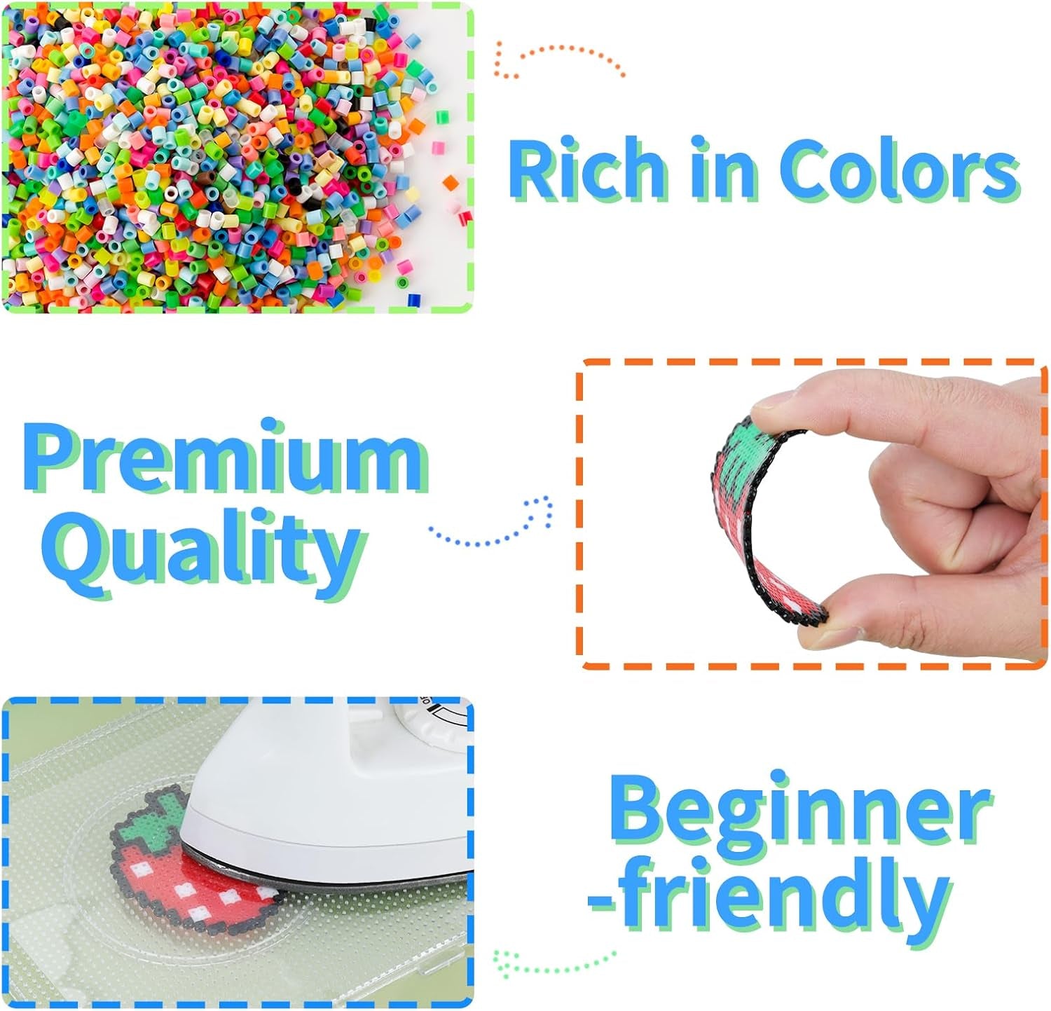 25000 Mini Fuse Beads Kit, 2.6Mm Beads, Tiny Melty Beads in 48 Colors for Boys and Girls, Fuse Beads Set with 4 Pegboards, 3 Tweezers, 3 Ironing Paper for Arts, Crafts & Gifts