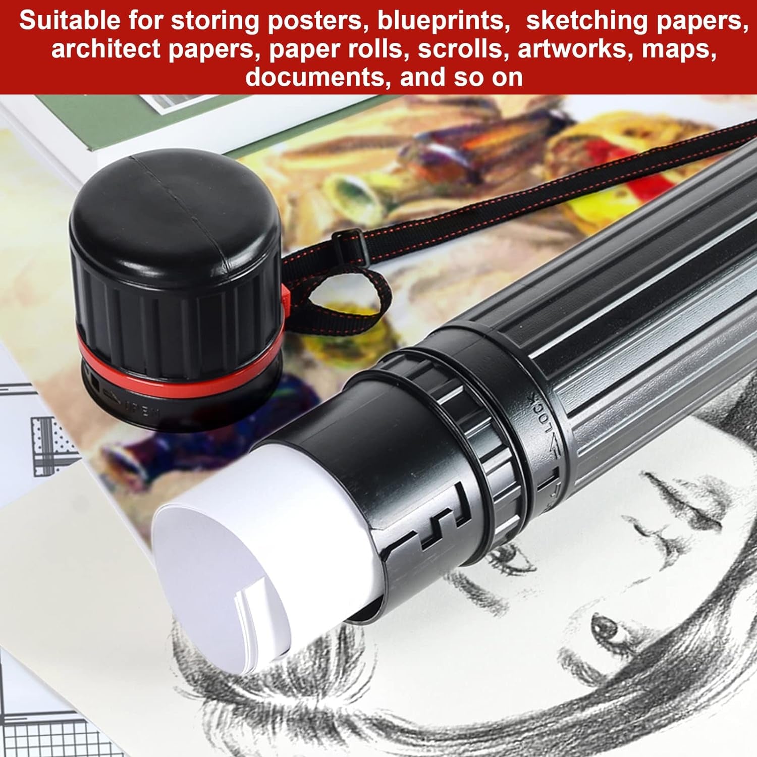 3PCS Poster Tube, Small Poster Tube with Strap, Art &amp; Poster Storage Transport Tubes, Carry Document, Blueprint, Drawing and Artwork, round Poster Holder Tube Cases Expand from 17.5 to 28 Inch