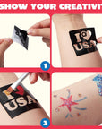 5 Colors Patriotic Face Paint Kit with Glitter and 16 Pcs Stencils Sticker for Kids, 4Th of July Face Paint Red White Blue Face Paint for Independence Day, Memorial Day Party, Veterans Day