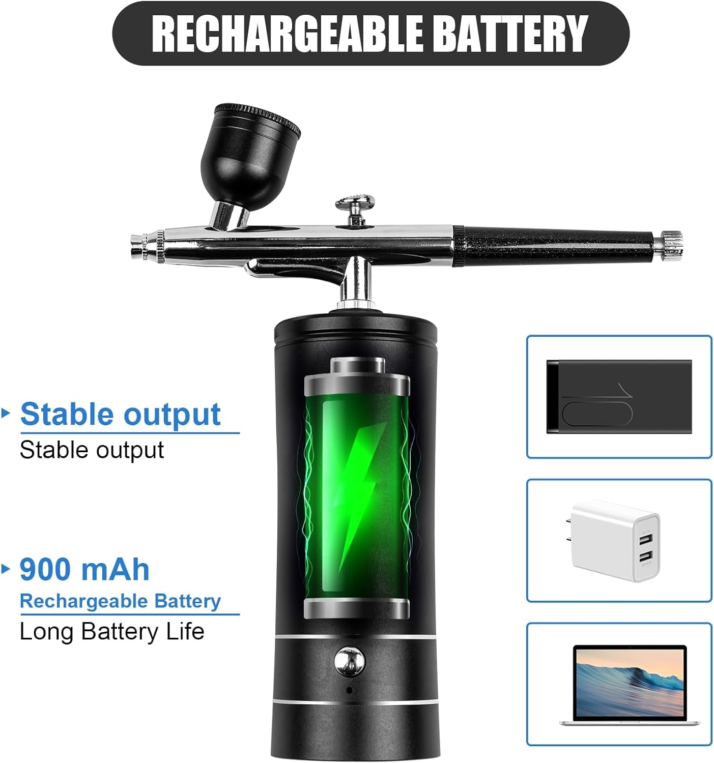 Airbrush Kit Rechargeable Cordless Airbrush Compressor, Non-Clogging High-Pressure Air Brush Set with 0.3Mm Nozzle and Cleaning Brush Set for Makeup, Barber, Nail Art, Cake Decor