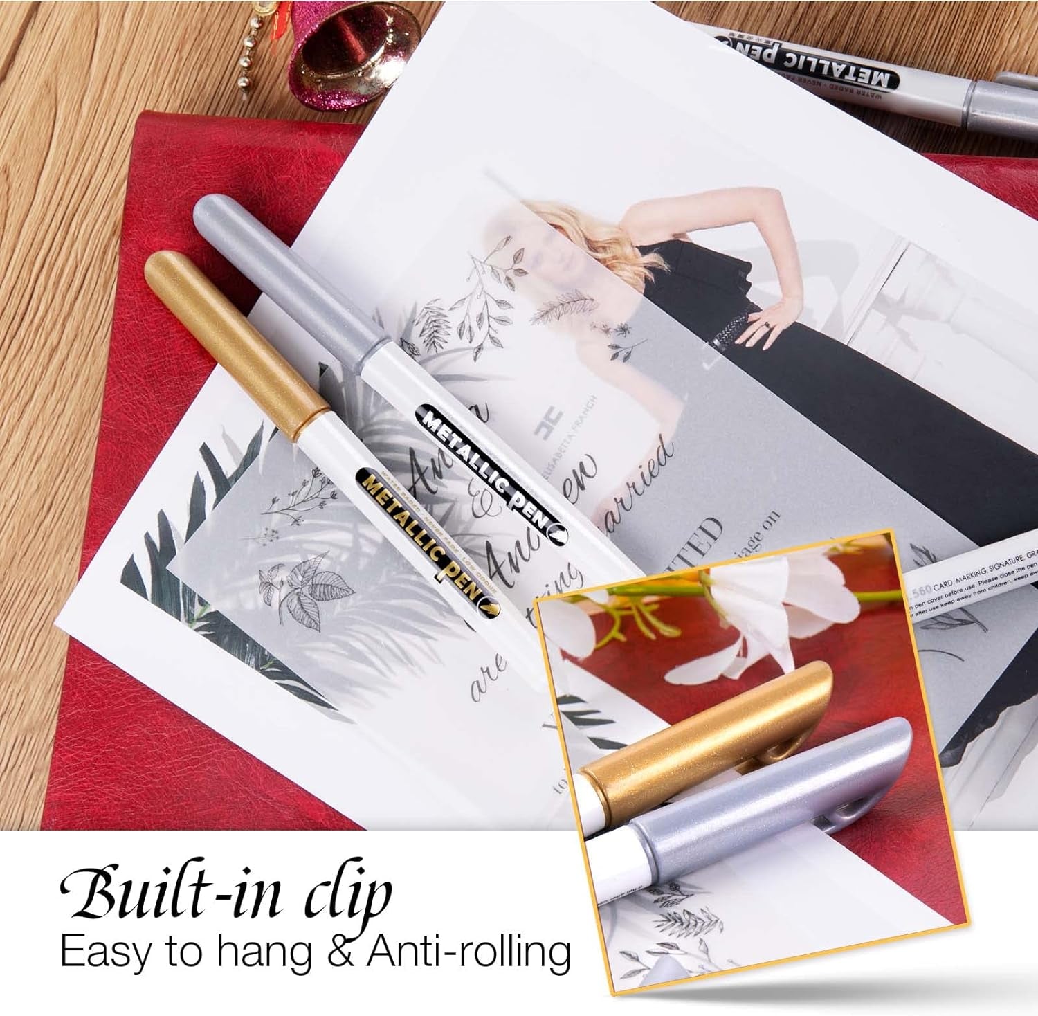 Metallic Markers Pens, Silver and Gold Paint Pens, Value Set of 12 Metallic Pens for Black Paper, Rock Painting, Card Making, DIY Photo Album, Wood, Halloween Pumpkin, Scrapbook Supplies