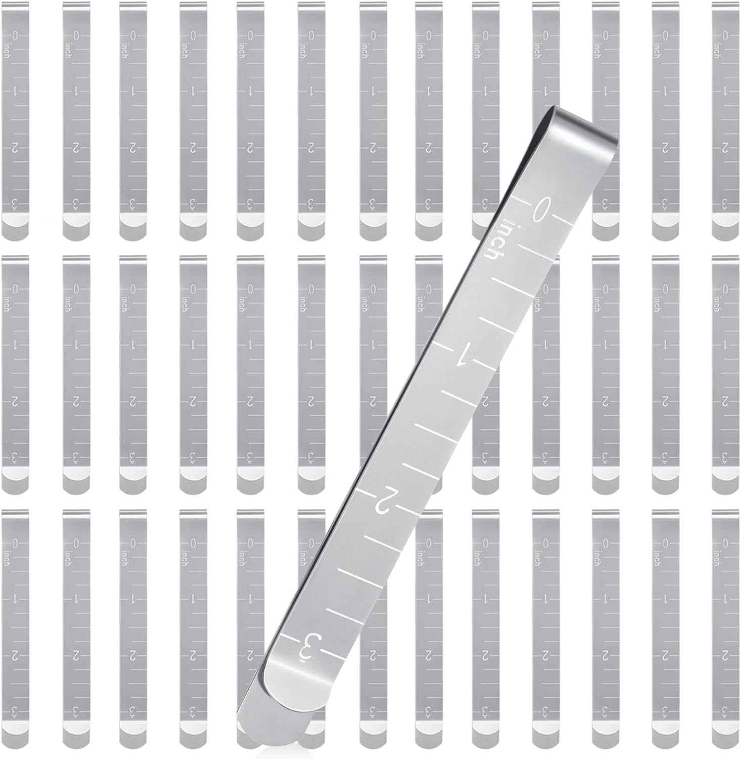 Sewing Clips Stainless Steel Hemming Clips Metal Hemming Tool 3 Inches Sewing Clips with Measurements for Fabric Quilting Pinning and Marking Accessories(40 Pcs)