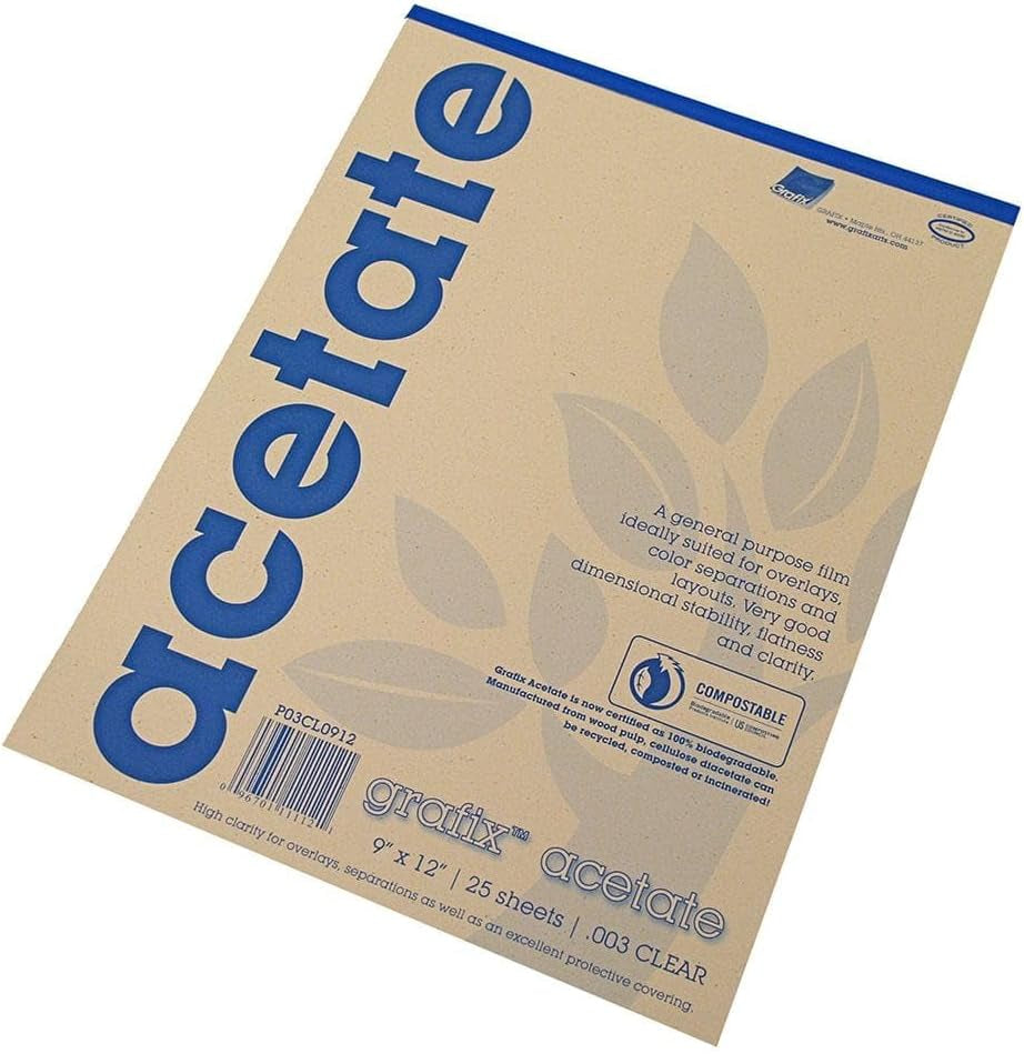 Acetate Pad, 9 X 12 In, Clear, 25 Sheets/Pad