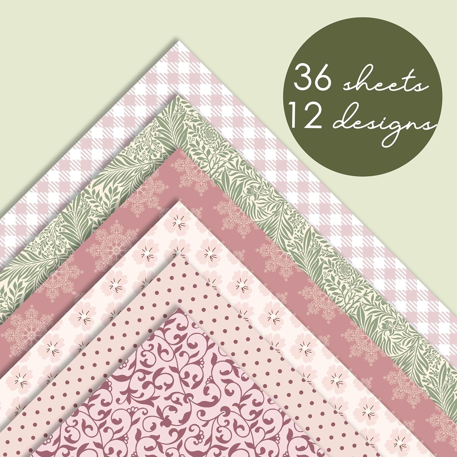 Spring Vintage 12X12 in Double Sided Paper Pad Pack Scrapbook Cardstock Decorative Paper - 36 Sheets - for Card Making Journaling Planner Origami Decopage Decorative Scrapbooking Supplies