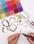 13200Pcs Glass Seed Beads Small Craft Beads Small Beads for DIY Bracelet Necklaces Crafting Jewelry Making Supplies with Two 0.6Mm Clear Bracelet String (3Mm, 550 per Color, 24 Colors)