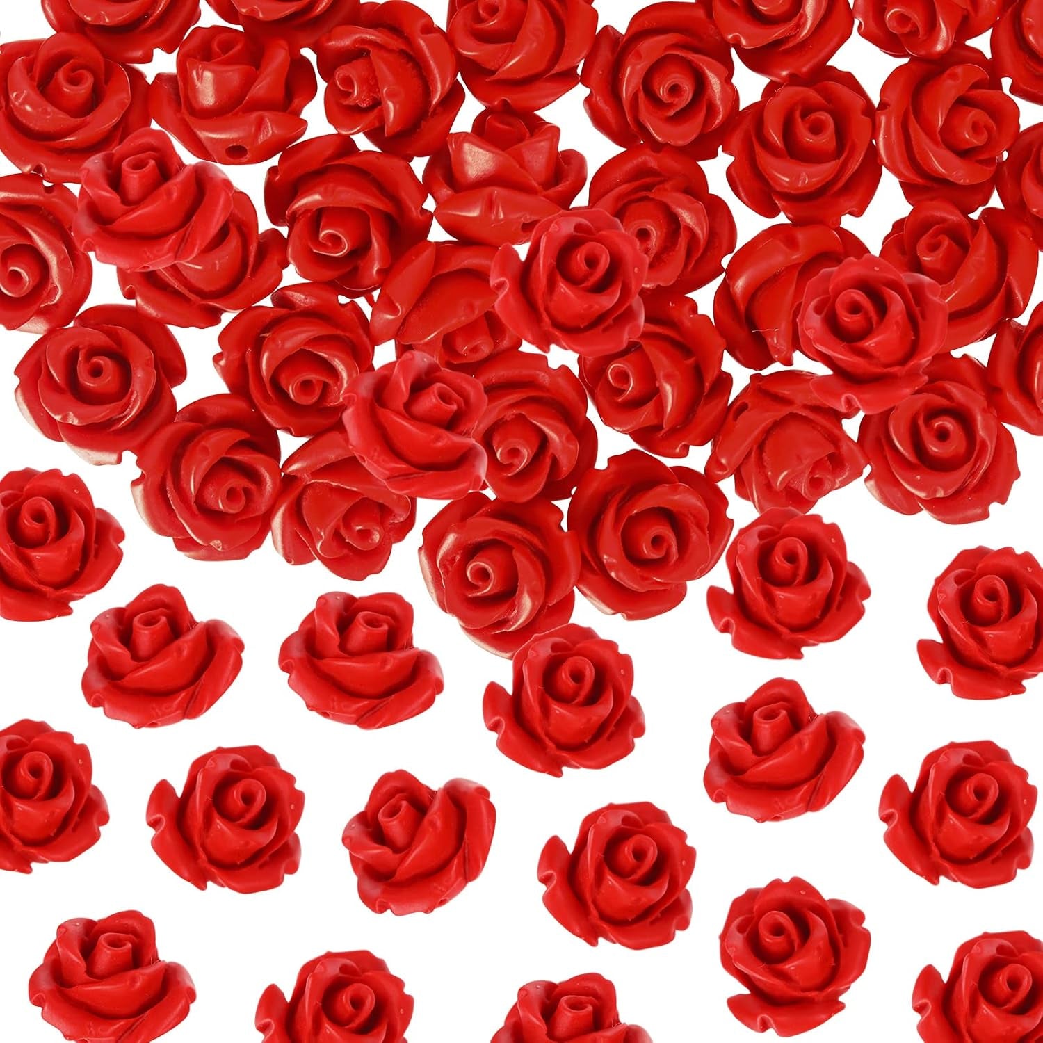 50Pcs Rose Beads Pink Shell Rose Carved Loose Beads Floral Cameos Spacer Bead for Buddha Mala Jewelry Making Necklace Bracelet Supplies Scrapbooking DIY Crafts Wedding Decors