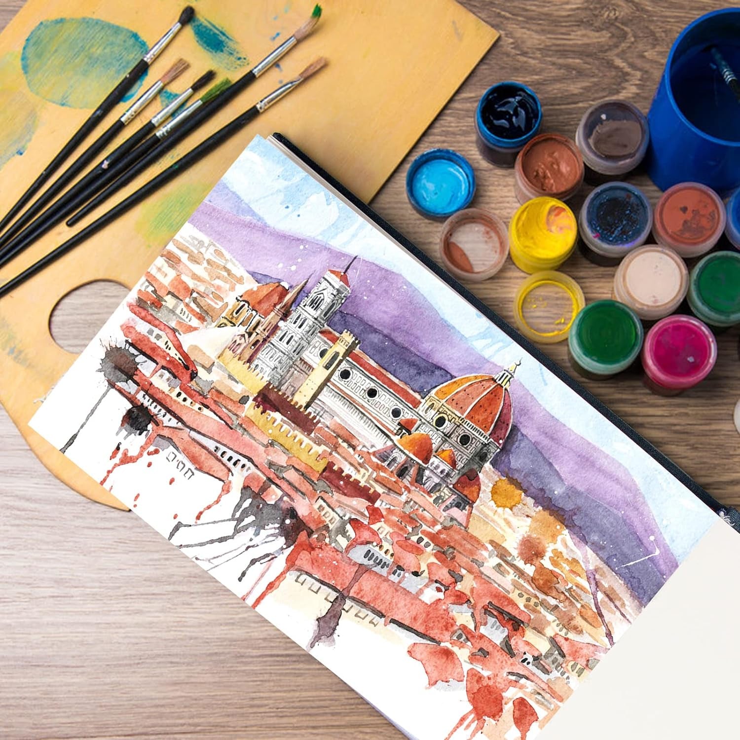 5.5" X 8.5" Watercolor Pad, Pack of 2 (76 Sheets), 110 Lb (230 GSM), Acid-Free Paper, Watercolor Book with Linen Bound for Watercolor Techniques and Mixed Media