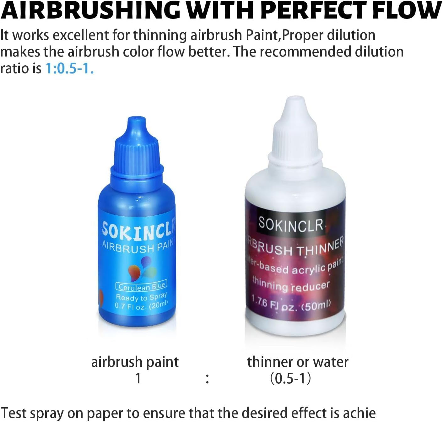 Airbrush Paint - Perfect for Artists and Beginners - Complete Water-Based Air Brush Painting Set with Thinner, Cleaner, Mixing Cups, Mixing Sticks, Gloves