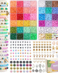 7870Pcs Clay Beads Bracelet Making Kit, 40 Colors Polymer Clay Beads Heishi Flat Beads Kit with Preppy Beads Letter Beads for Crafts Jewelry Making