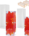2PCS Different Size Silicone Resin Molds, Deep Rectangle Epoxy Resin Molds with Wooden Support, Large Size DIY Molds for Home Office Decoration Resin Casting
