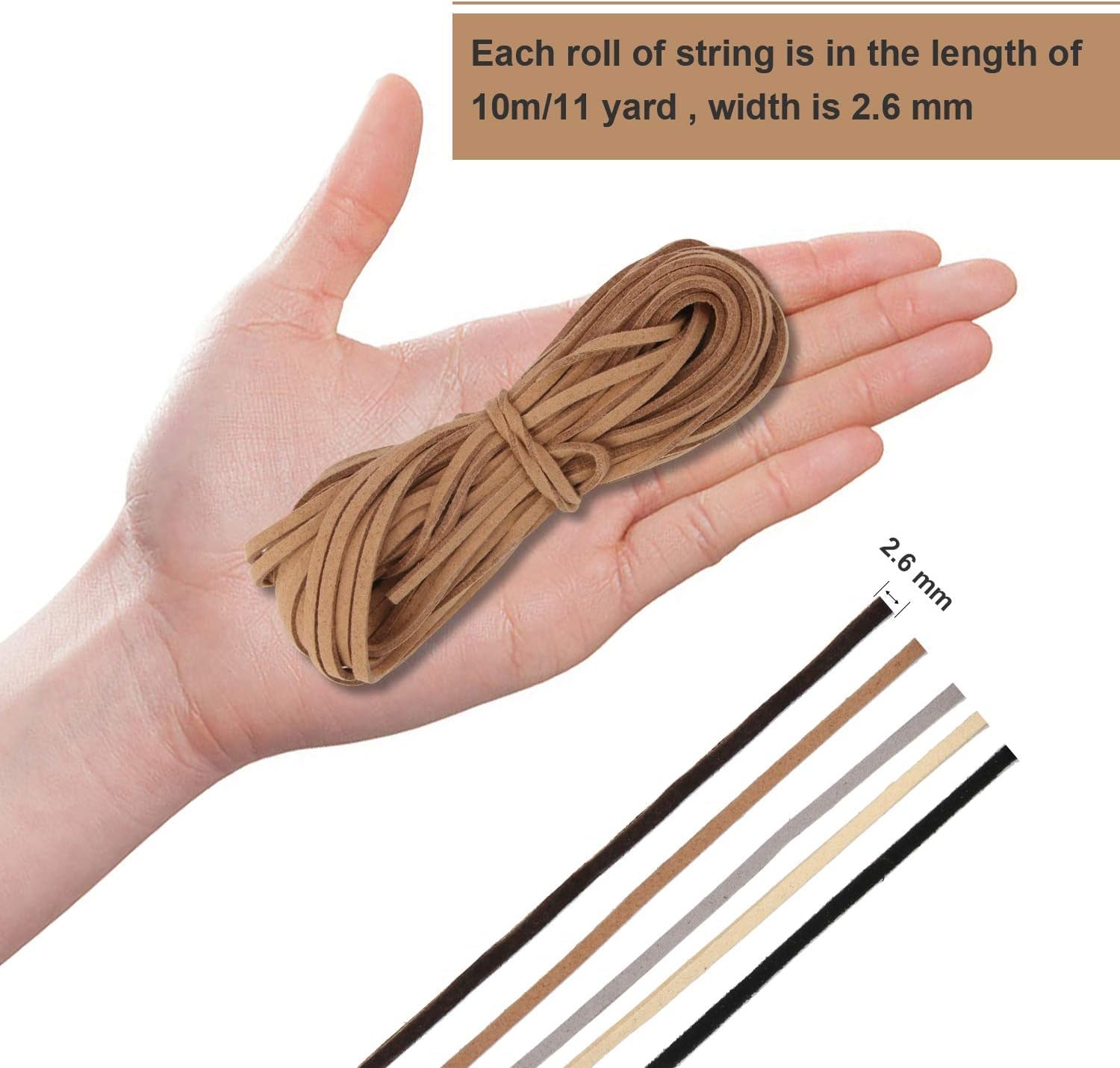 5 Colors Suede Cord Faux Leather Cord String Rope Thread for Bracelet Necklace Beading Jewelry DIY Crafts, 11 Yards of Each Color
