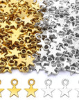 200 Pieces Star Pendant Mini Star Charms Bulk Alloy Star Dangle for Necklace Earring Bracelet Keychain Jewelry Making Graduation Decoration Gifts, 8 X 10Mm