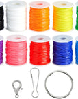 Lanyard String Boondoggle Kit with 10 Rolls (40 Yards Each) for Keychains and Bracelets (100 Total Pieces)