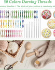 Darning Egg Darning Mushroom for Socks Darner Egg Kit Include 14 Hooks Small Small Weaving Darning Loom 9 Large Eye Needles 50 Colors Darning Thread for DIY Handicraft Home Sewing Care