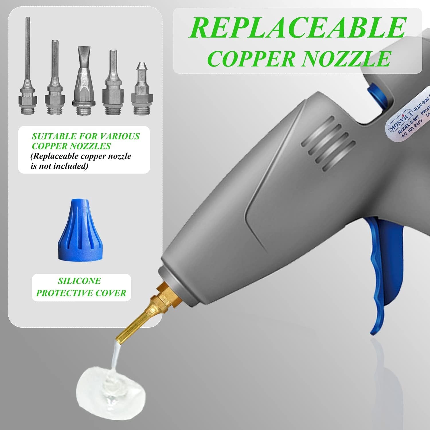 Full Size Hot Glue Gun,  120W&amp;80W Glue Guns Dual Temp Large Industry Glue Gun, Corded Detachable Cord Use Stand-Up Base Anti-Drip Hot Melt Glue Gun with 12 Glue Sticks for Art DIY Craft Repair