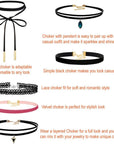 50Pcs Black Choker Necklaces Set for Ladies and Women
