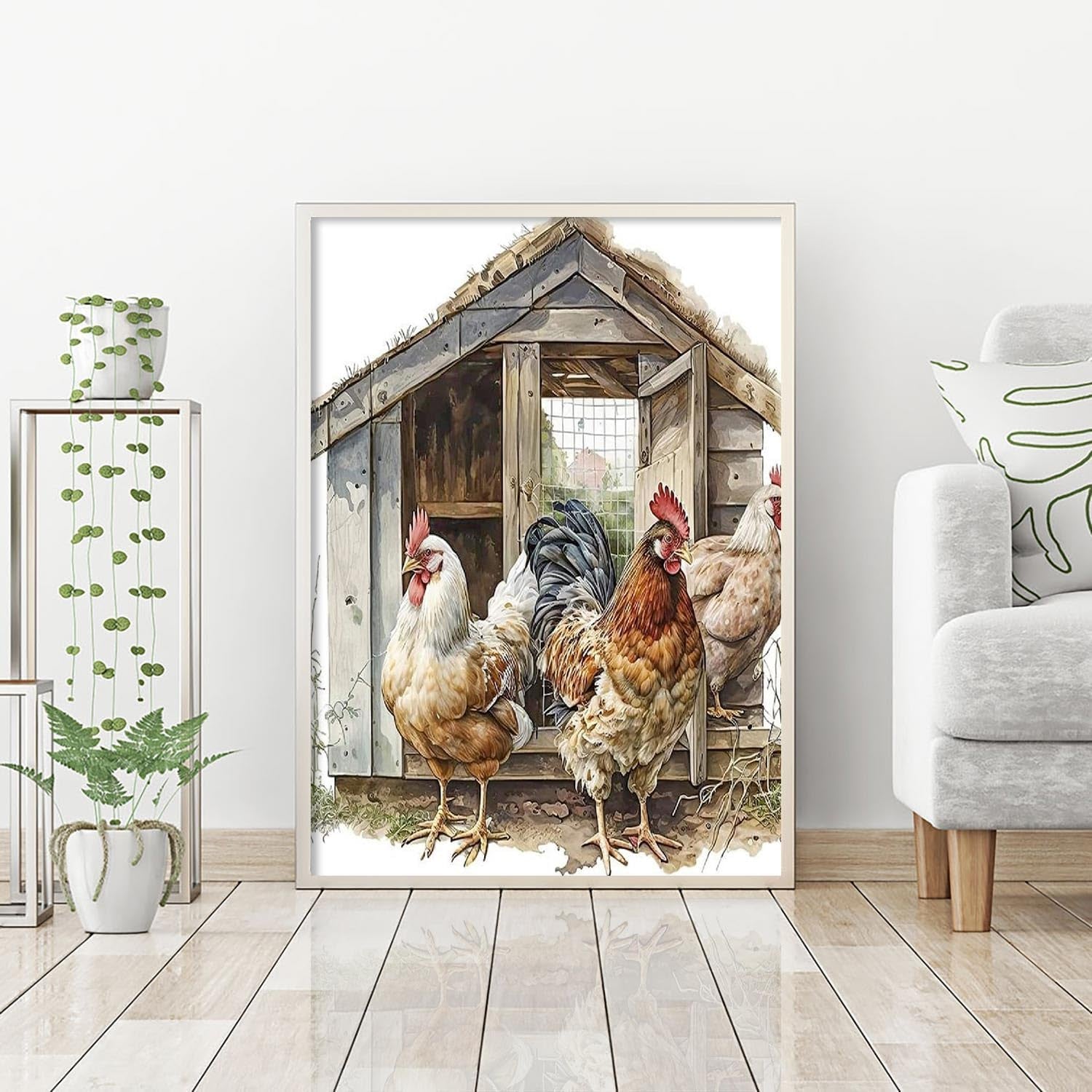 Diamond Painting Kits for Adults, Full Drill 5D Diamond Painting by Number Kits for Home Wall Decor, Diamond Art Kits B10514, DIY 5D Diamond Painting Chicken (12 X 16Inch)
