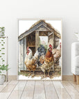 Diamond Painting Kits for Adults, Full Drill 5D Diamond Painting by Number Kits for Home Wall Decor, Diamond Art Kits B10514, DIY 5D Diamond Painting Chicken (12 X 16Inch)