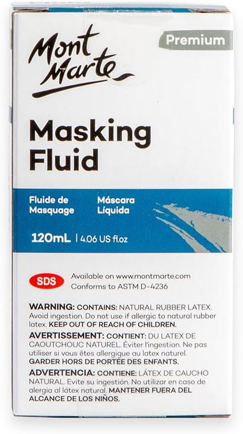 Masking Fluid Premium 120Ml (4.06 US Fl.Oz), Masking Fluid for Watercolor Painting, Keeps Areas Free of Color and Edges Crisp, Resists Watercolor, Ink and Pouring Paint